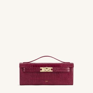 Bria Structured Top Handle Bag - Burgundy Croc