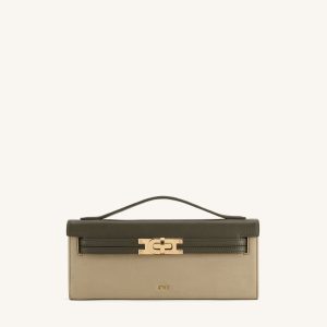 Bria Faux Suede Structured Top Handle Bag - Dark Olive