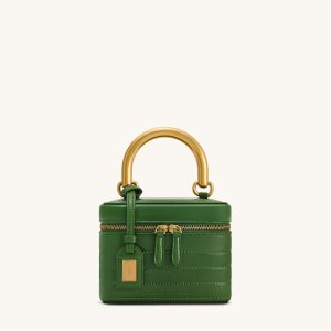 Evelyn Quilted Box Top Handle Bag - Green