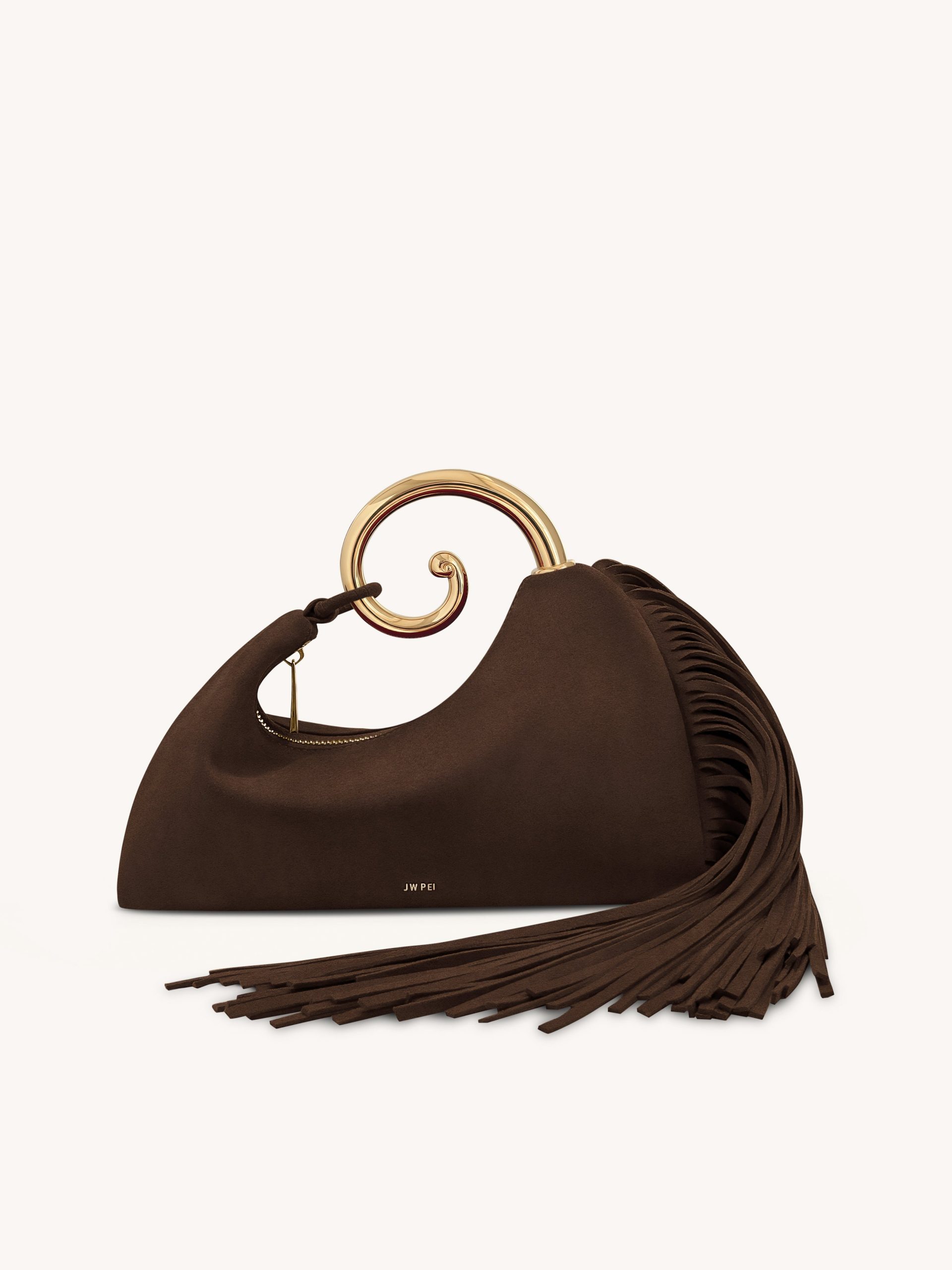 Nell Fringe Hardware Top Handle Bag - Deep Brown - Image 2