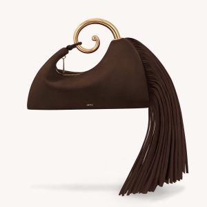 Nell Fringe Hardware Top Handle Bag - Deep Brown