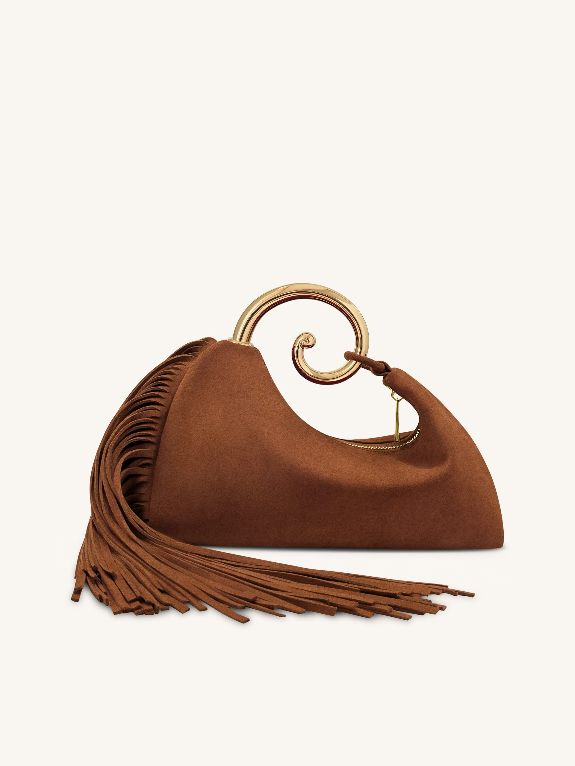 Nell Fringe Hardware Top Handle Bag - Mocha Brown - Image 4