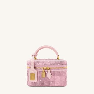 Cleo Artificial Crystal Box Shape Top Handle Bag - Pink