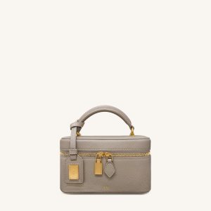 Cleo Box Shape Top Handle Bag - Taupe