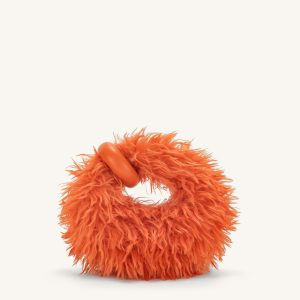 Abacus Faux Fur Mini Top Handle Bag - Orange