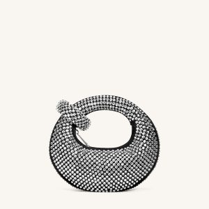 Abacus Artificial Crystal Mini Top Handle Bag - Black