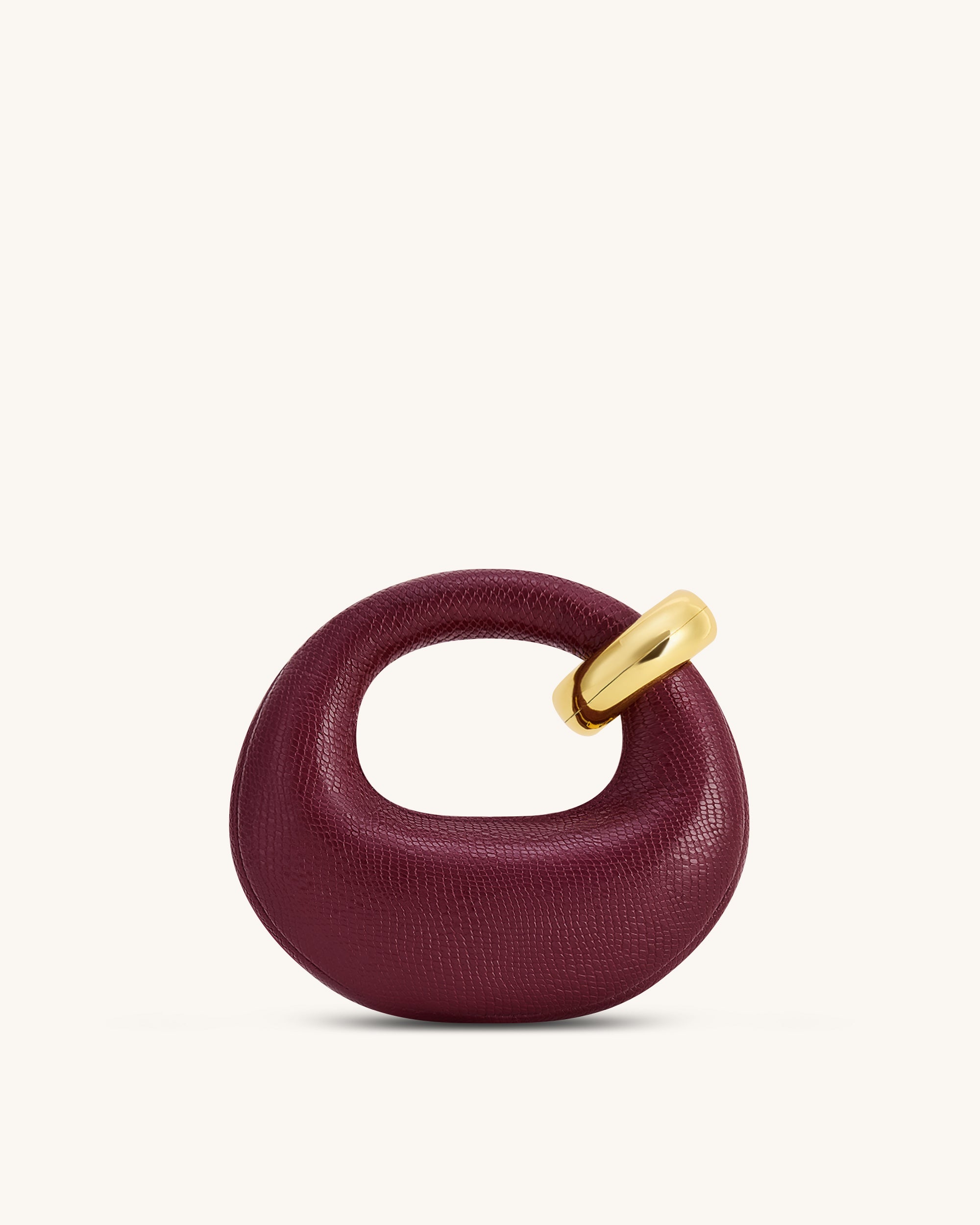 Abacus Faux Snake-Effect Mini Top Handle Bag - Burgundy - Image 3