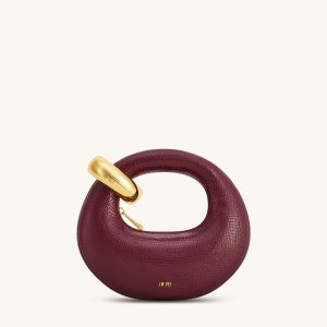 Abacus Faux Snake-Effect Mini Top Handle Bag - Burgundy