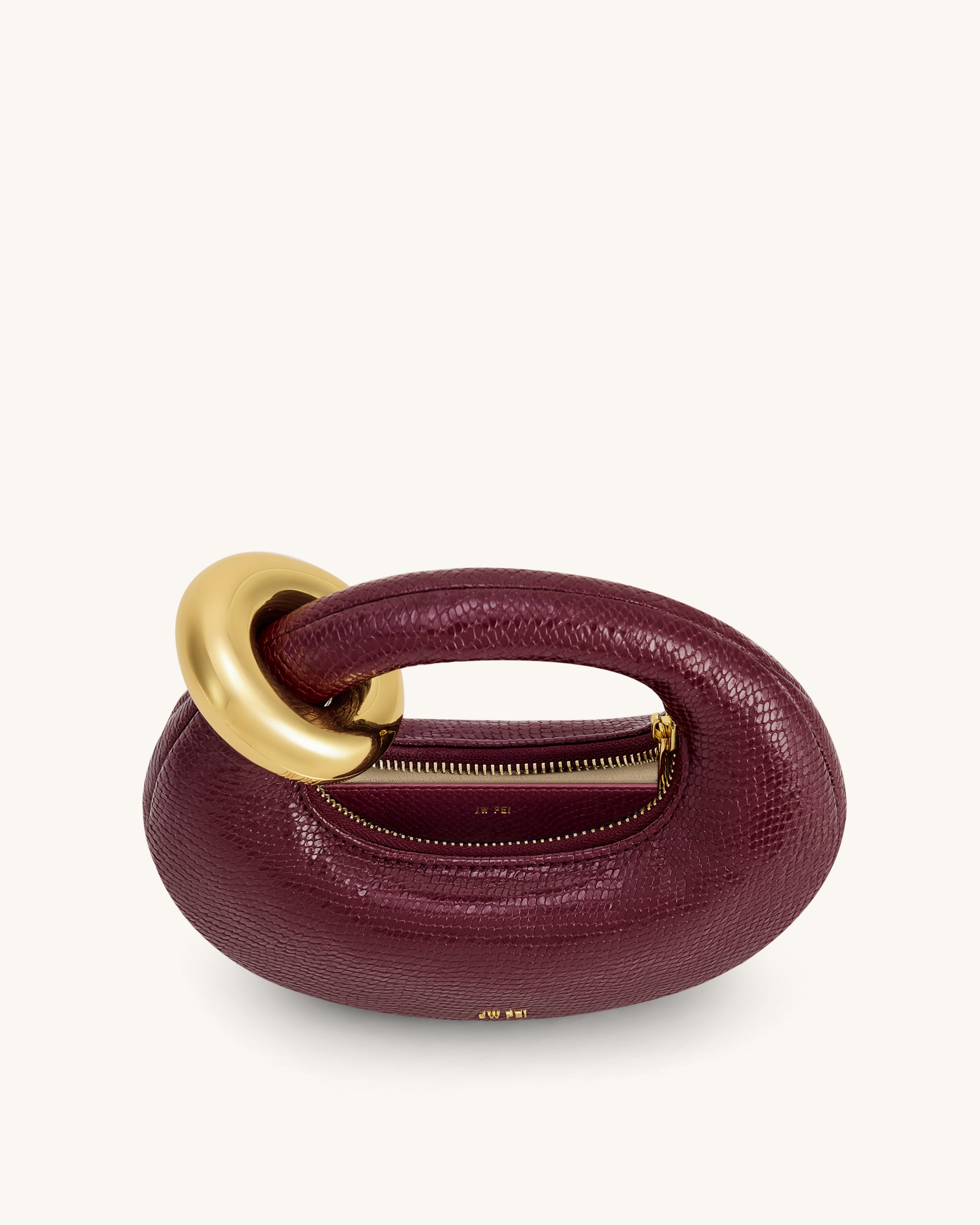 Abacus Faux Snake-Effect Mini Top Handle Bag - Burgundy - Image 4