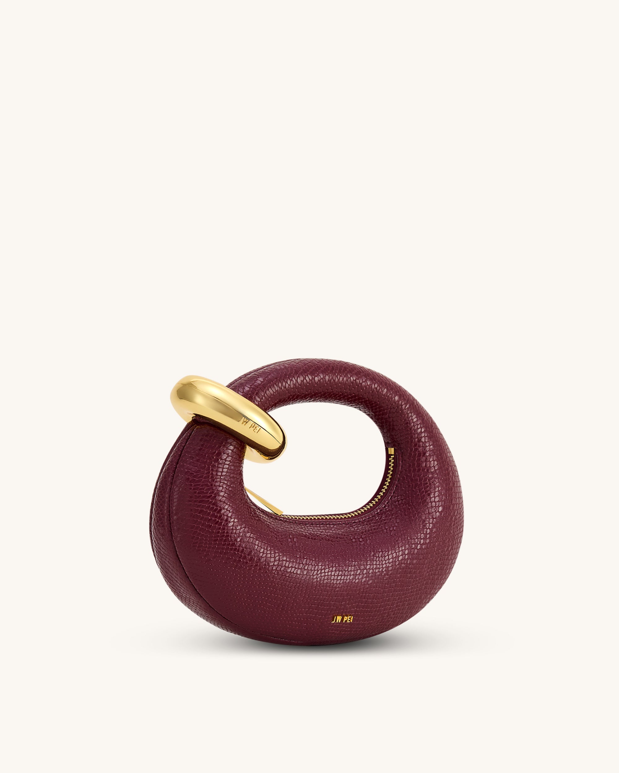 Abacus Faux Snake-Effect Mini Top Handle Bag - Burgundy - Image 2
