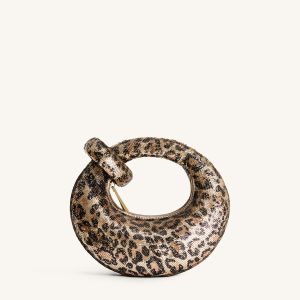 Abacus Metallic Sequin Mini Top Handle Bag - Leopard Print