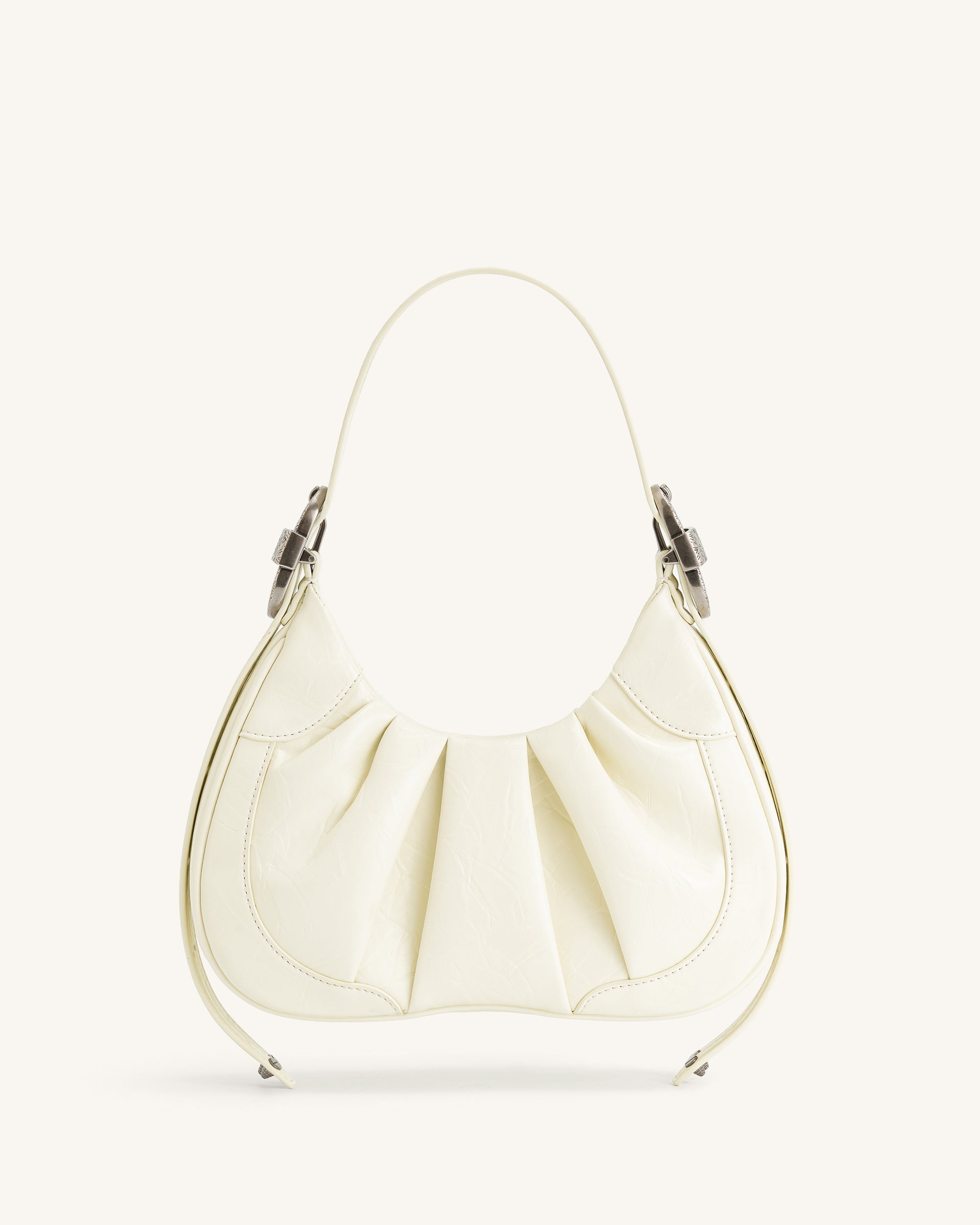 Gabbi Crushed Ruched Hobo Handbag - White - Image 4