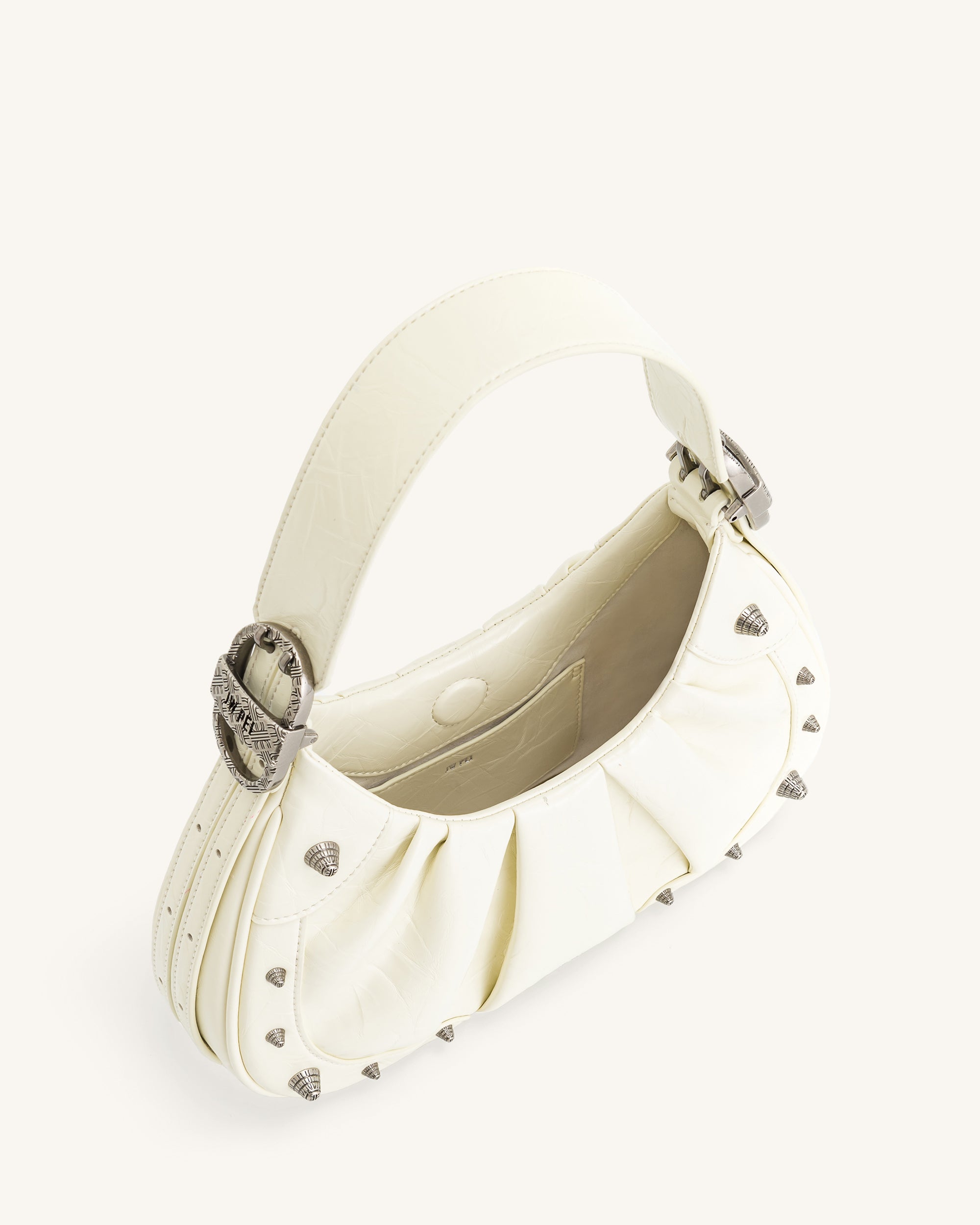Gabbi Crushed Ruched Hobo Handbag - White - Image 5