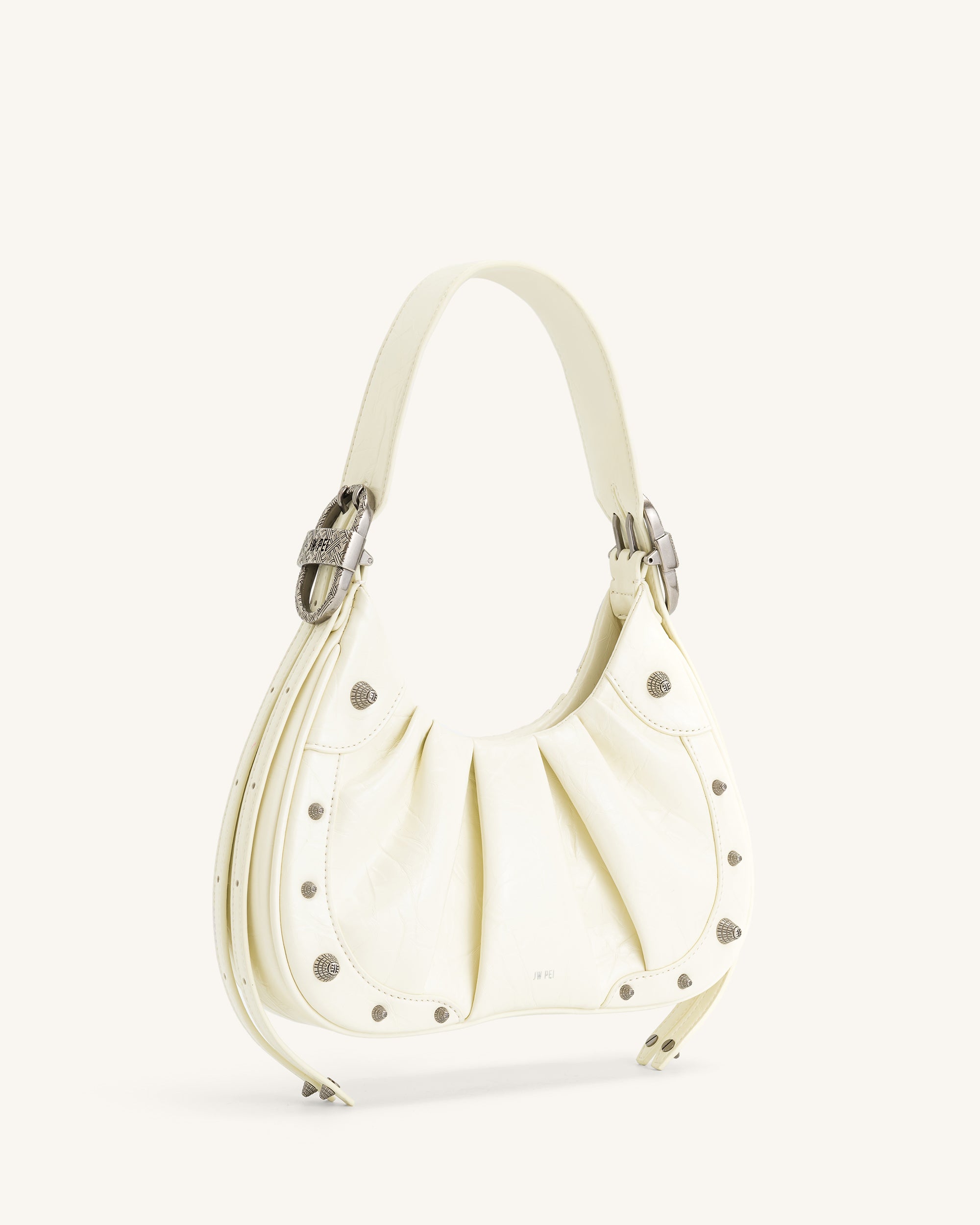 Gabbi Crushed Ruched Hobo Handbag - White - Image 3