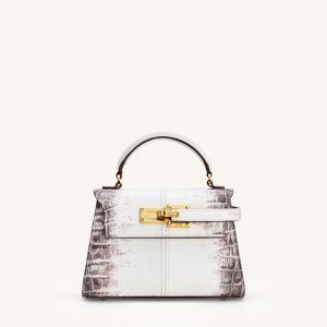 Elise Top Handle Bag - White Croc