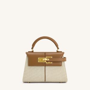 Elise Top Handle Bag - Brown Canvas