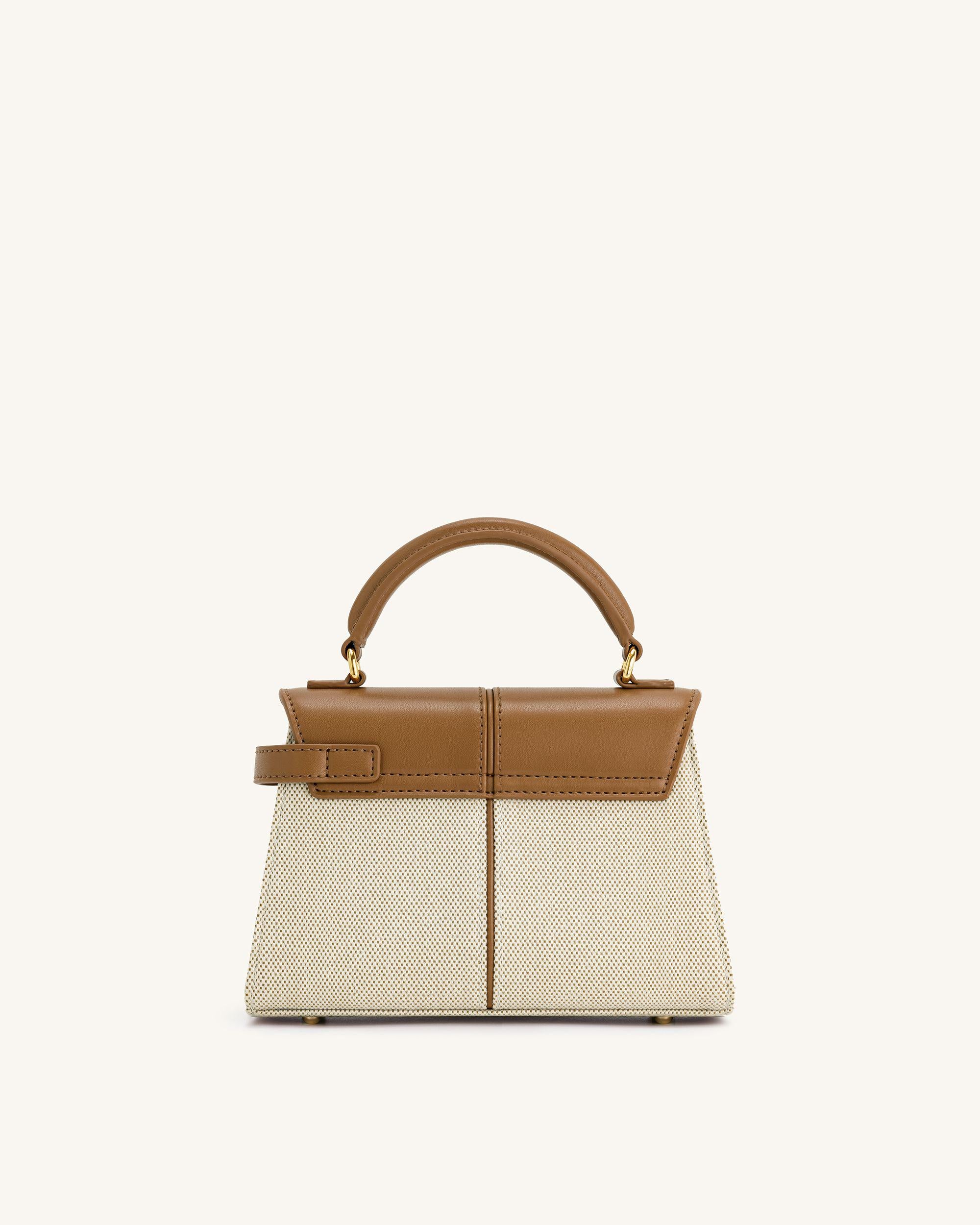 Elise Top Handle Bag - Brown Canvas - Image 4
