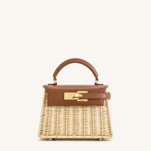 Elise Natural Rattan Weaving Handbag - Brown Rattan