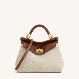 Lucia Classic Top Handbag - Brown Canvas