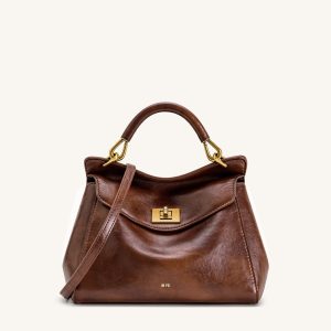 Lucia Classic Top Handle Bag - Coffee Brown