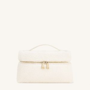 Thea Faux Fur Top Handle Bag - Cream