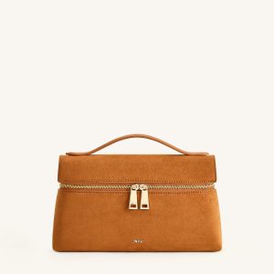 Thea Faux Suede Top Handle Bag - Camel