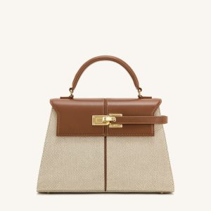 Elise Large Top Handle Bag - Brown Canvas