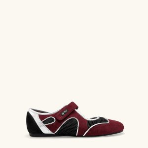 Zoe Mary Janes Flats – Burgundy Black