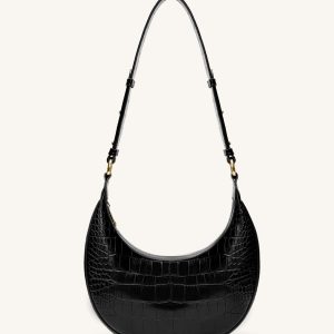 Carly Saddle Bag - Black Croc