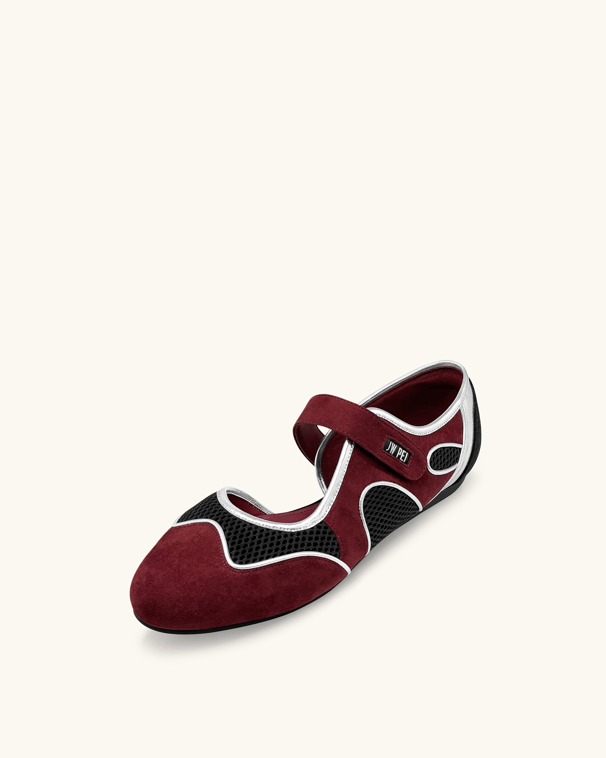 Zoe Mary Janes Flats – Burgundy Black - Image 4