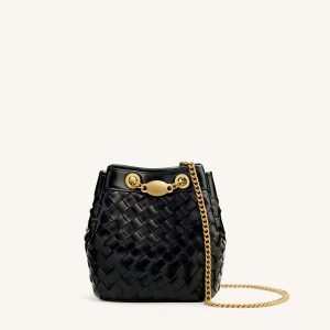 Yara Hand-Woven Bucket Bag - Black