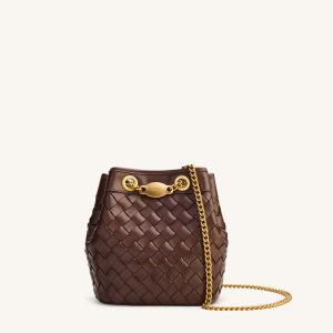 Yara Hand-Woven Bucket Bag - Dark Brown