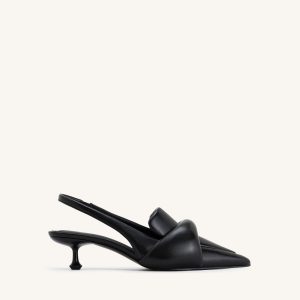 Carla Soft Padded Kitten Heel Pumps - Black