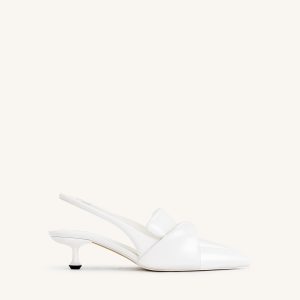 Carla Soft Padded Kitten Heel Pumps - White