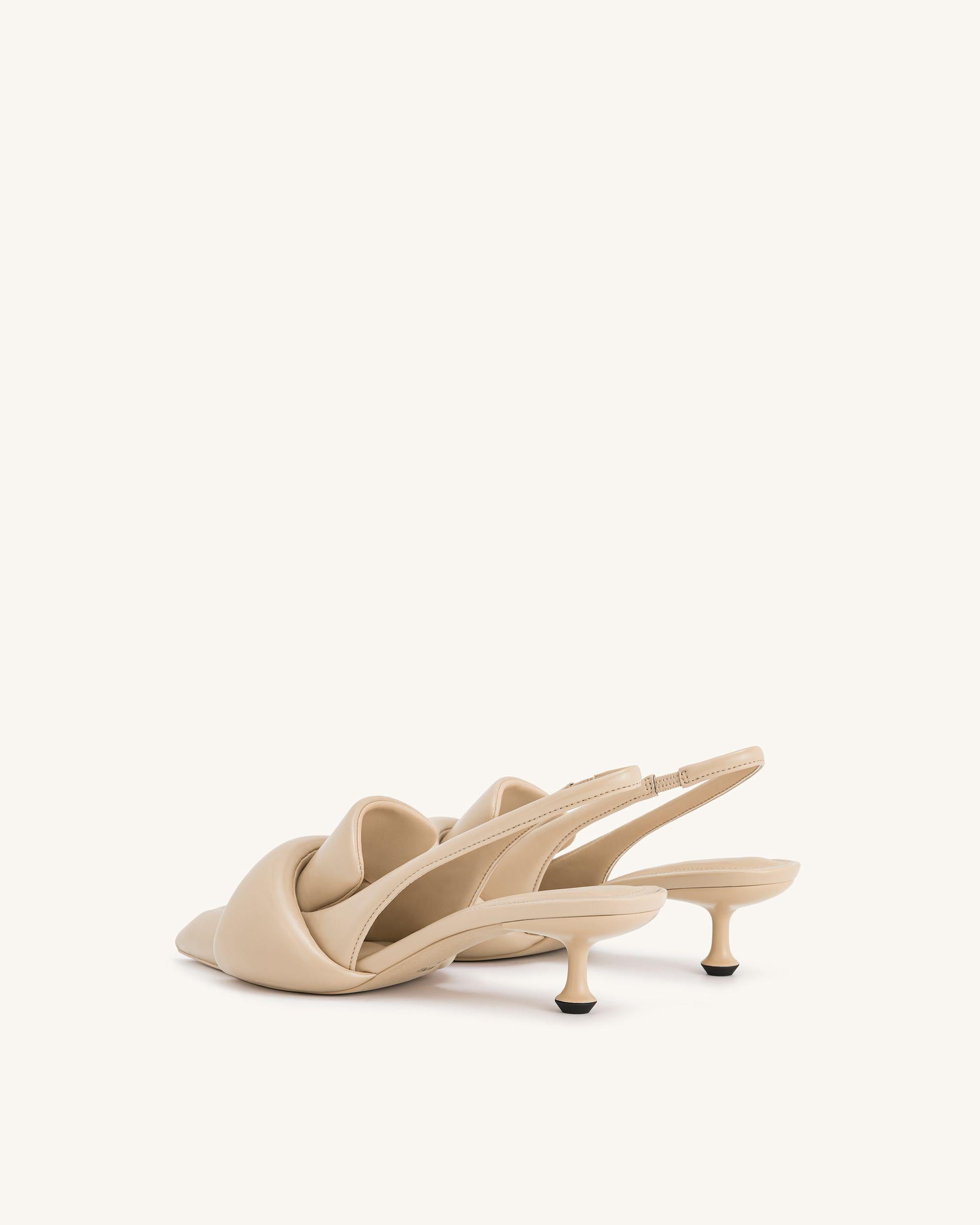 Carla Soft Padded Kitten Heel Pumps - Apricot - Image 4