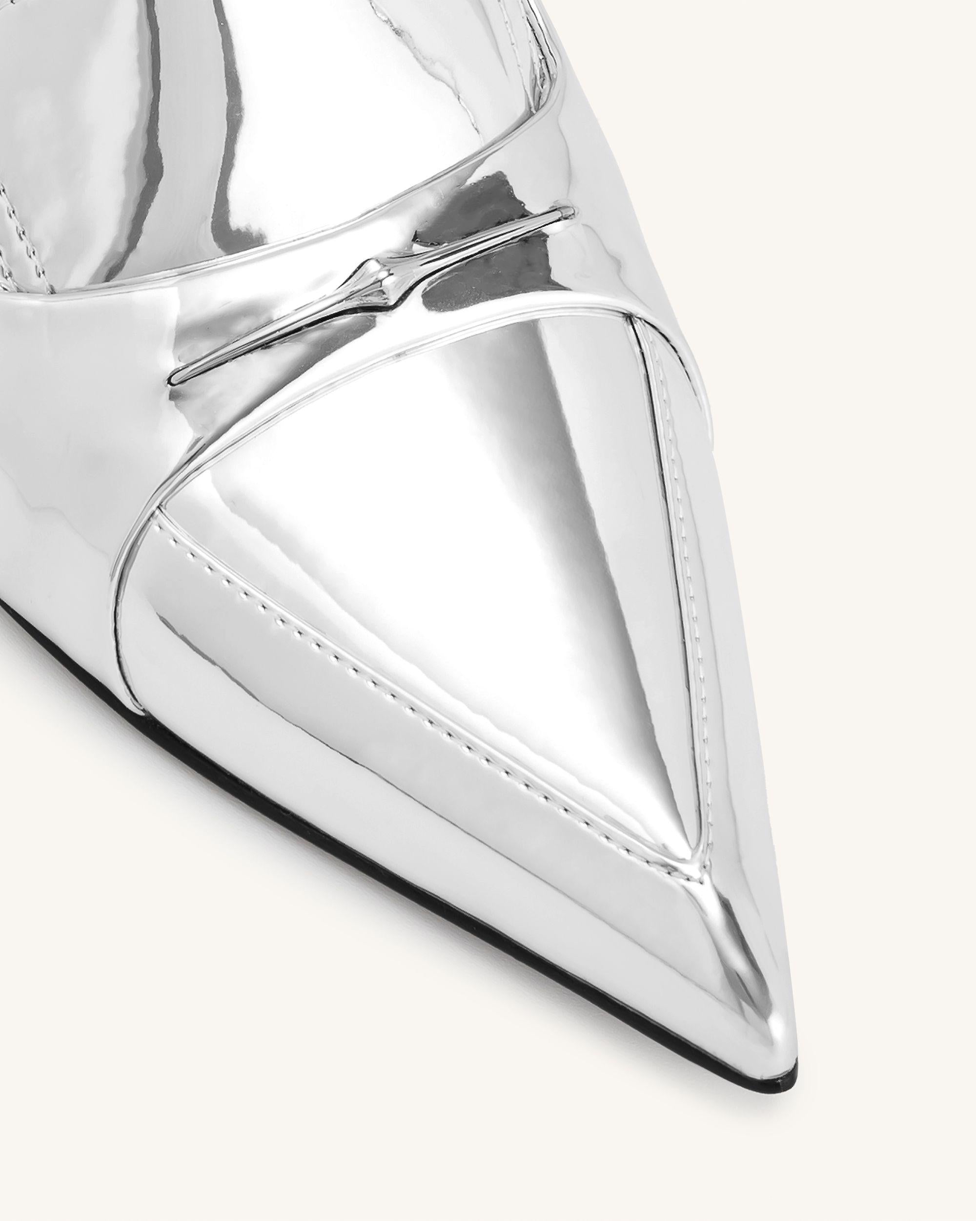 Carla Metallic Kitten Heel Pumps - Silver - Image 5