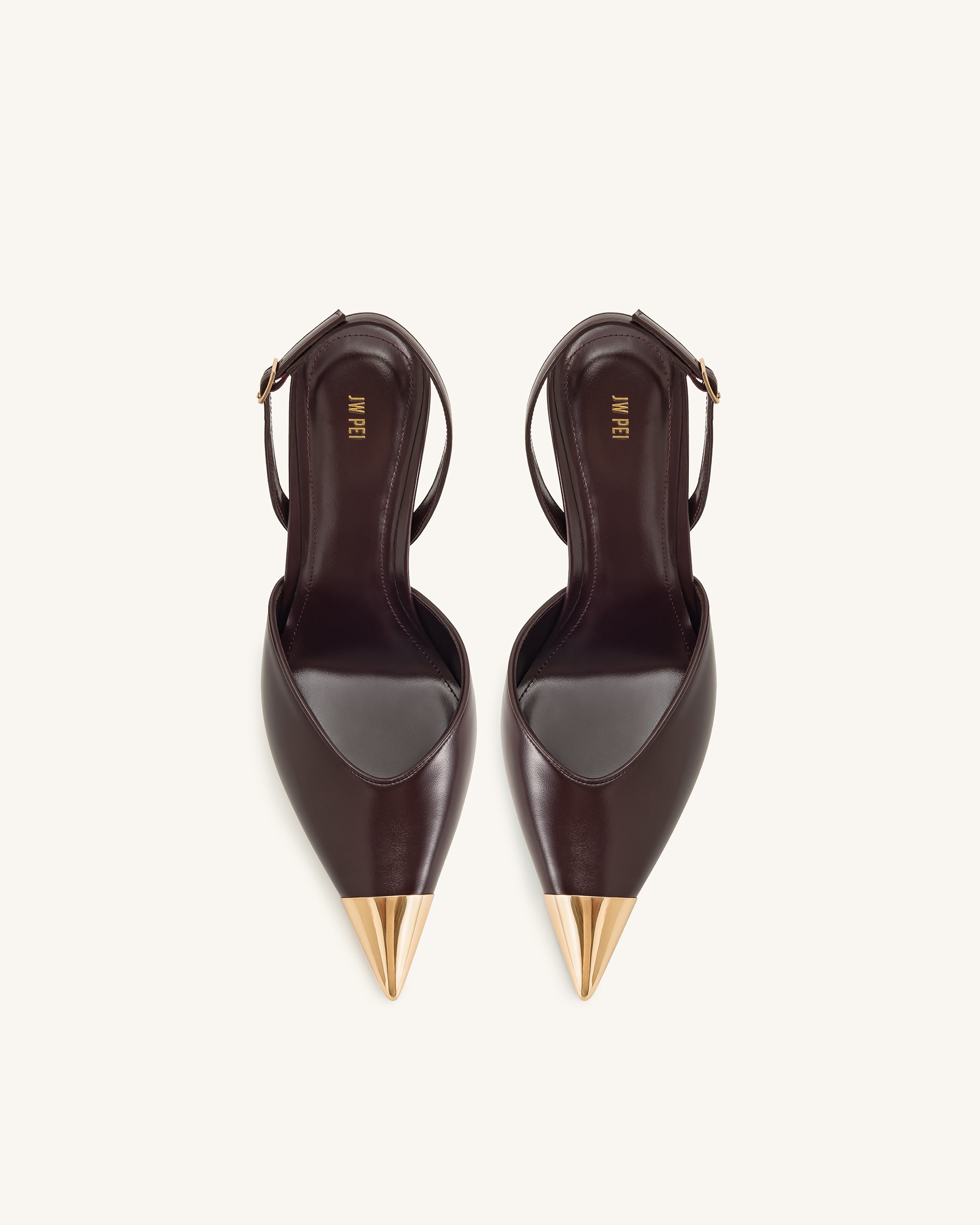 Savannah Gold Tipped Slingback Pumps - Burgundy - Image 4