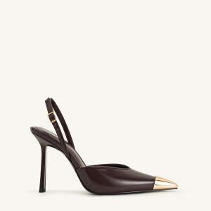 Savannah Gold Tipped Slingback Pumps - Burgundy
