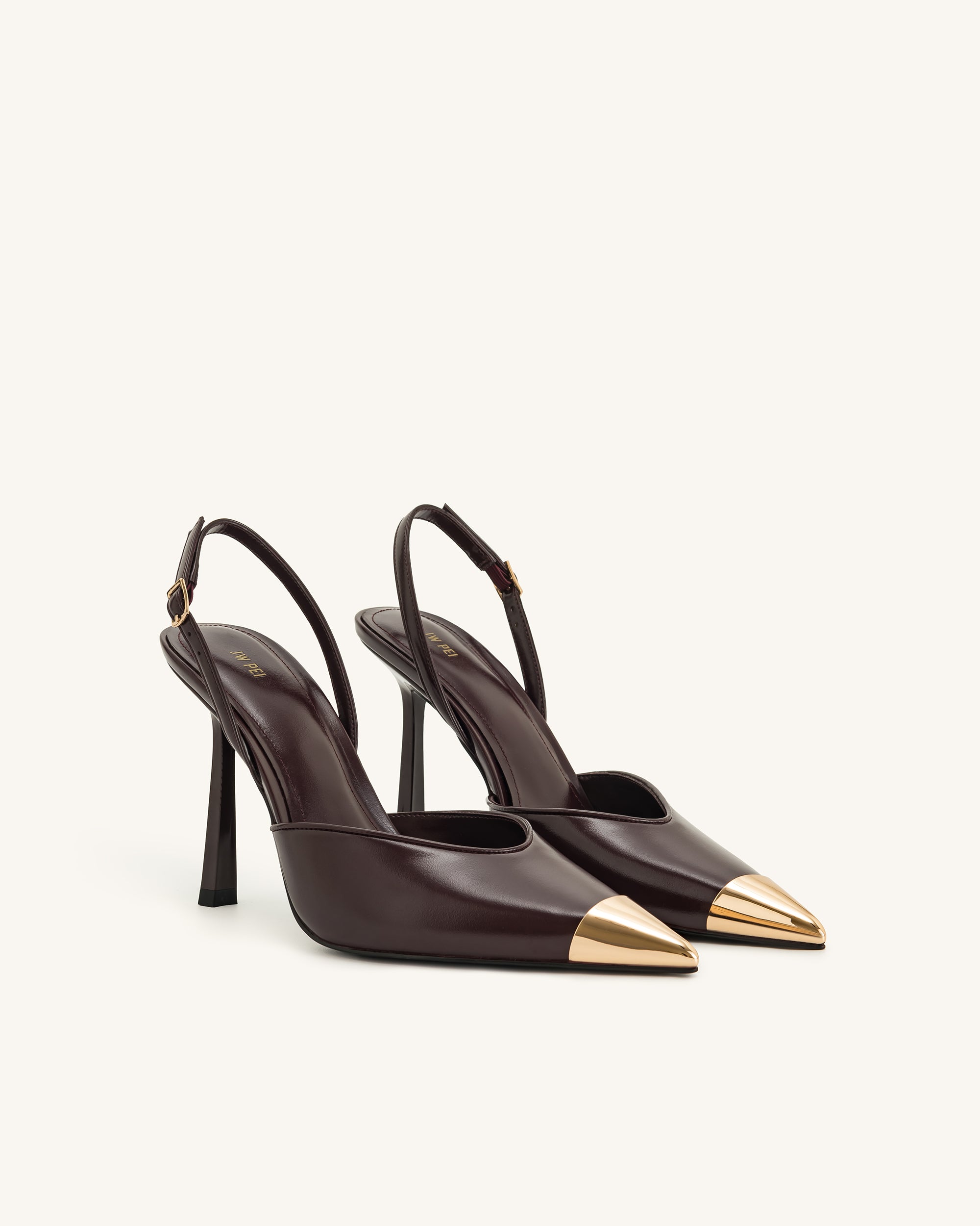 Savannah Gold Tipped Slingback Pumps - Burgundy - Image 3