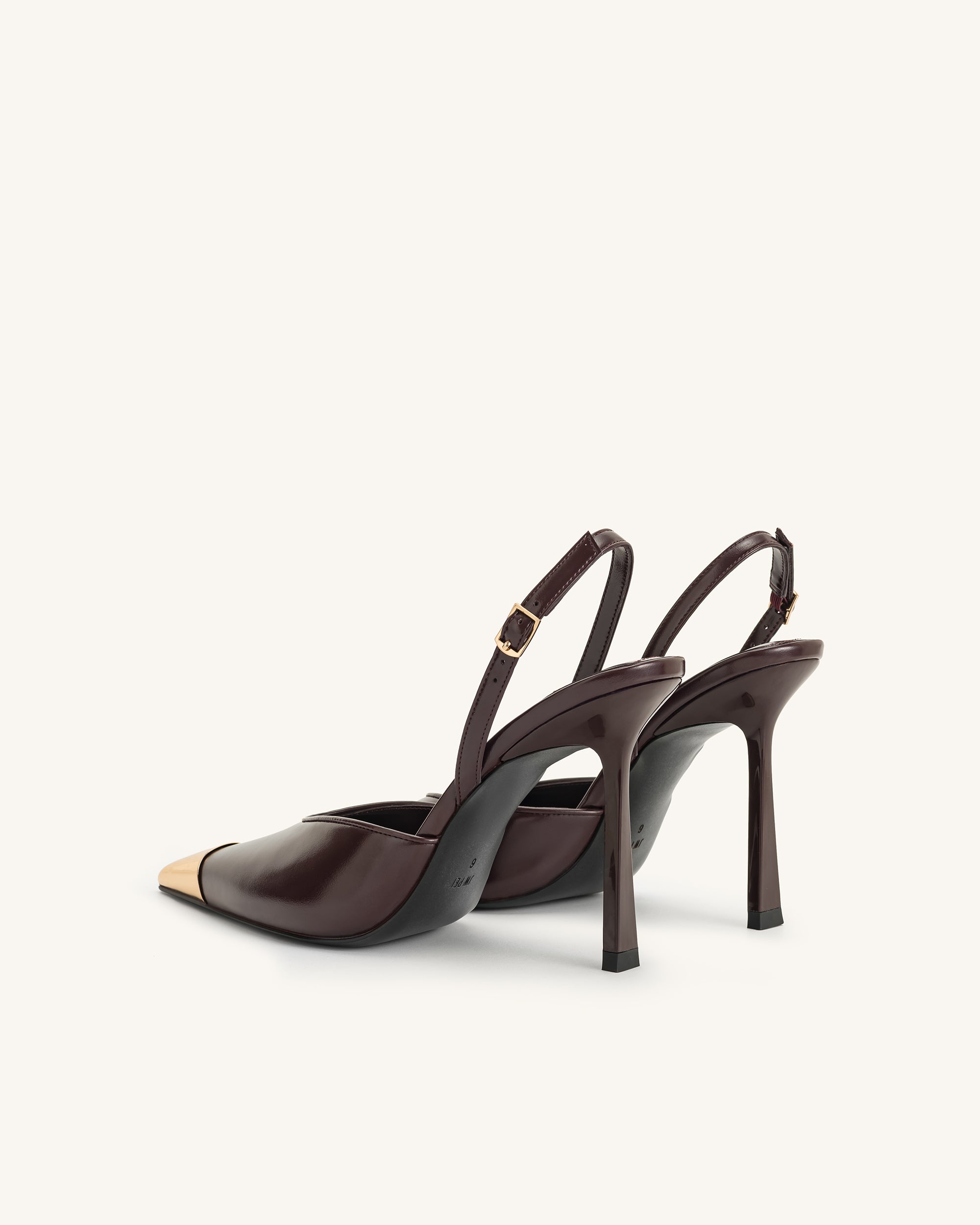 Savannah Gold Tipped Slingback Pumps - Burgundy - Image 5