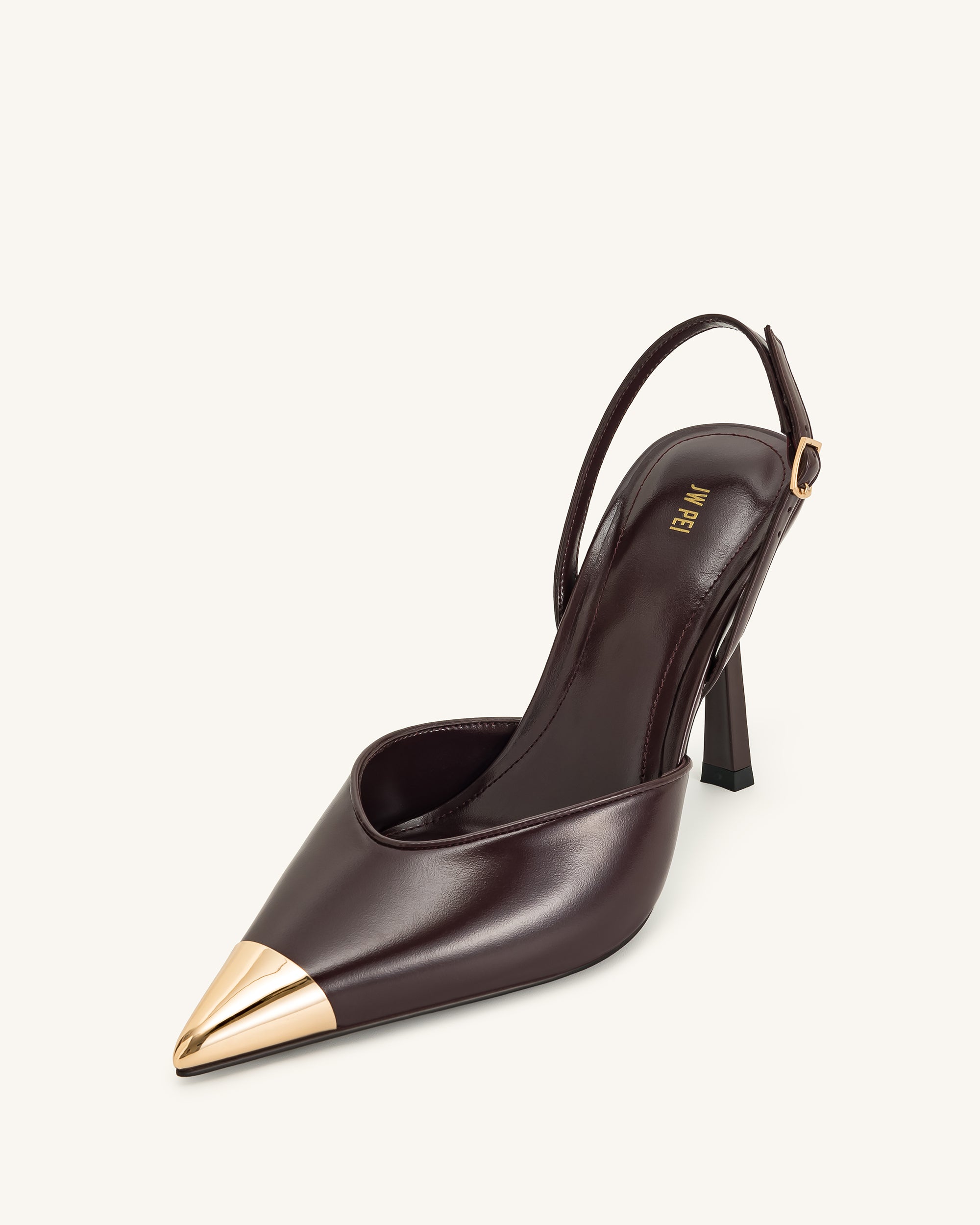 Savannah Gold Tipped Slingback Pumps - Burgundy - Image 7