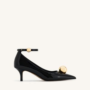 Jewel Buckle Kitten Heels Pumps-Black