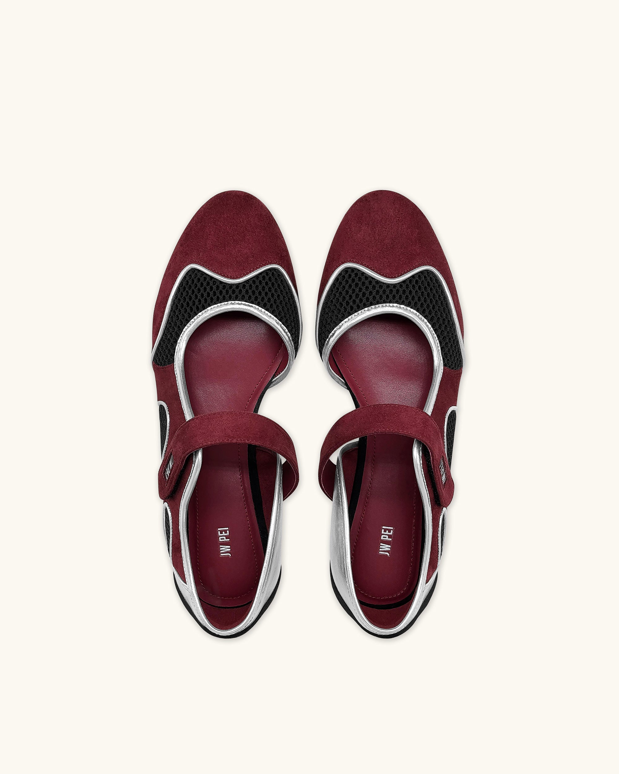 Zoe Mary Janes Flats – Burgundy Black - Image 3