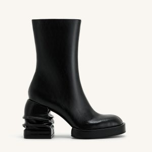 Saylor Round Toe Platform Ankle Boots - Black