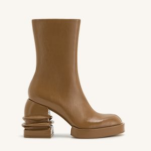 Saylor Round Toe Platform Ankle Boots - Brown