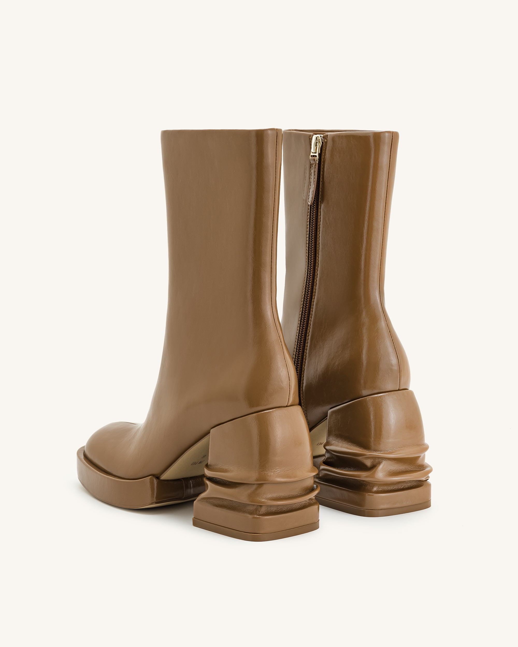 Saylor Round Toe Platform Ankle Boots - Brown - Image 4
