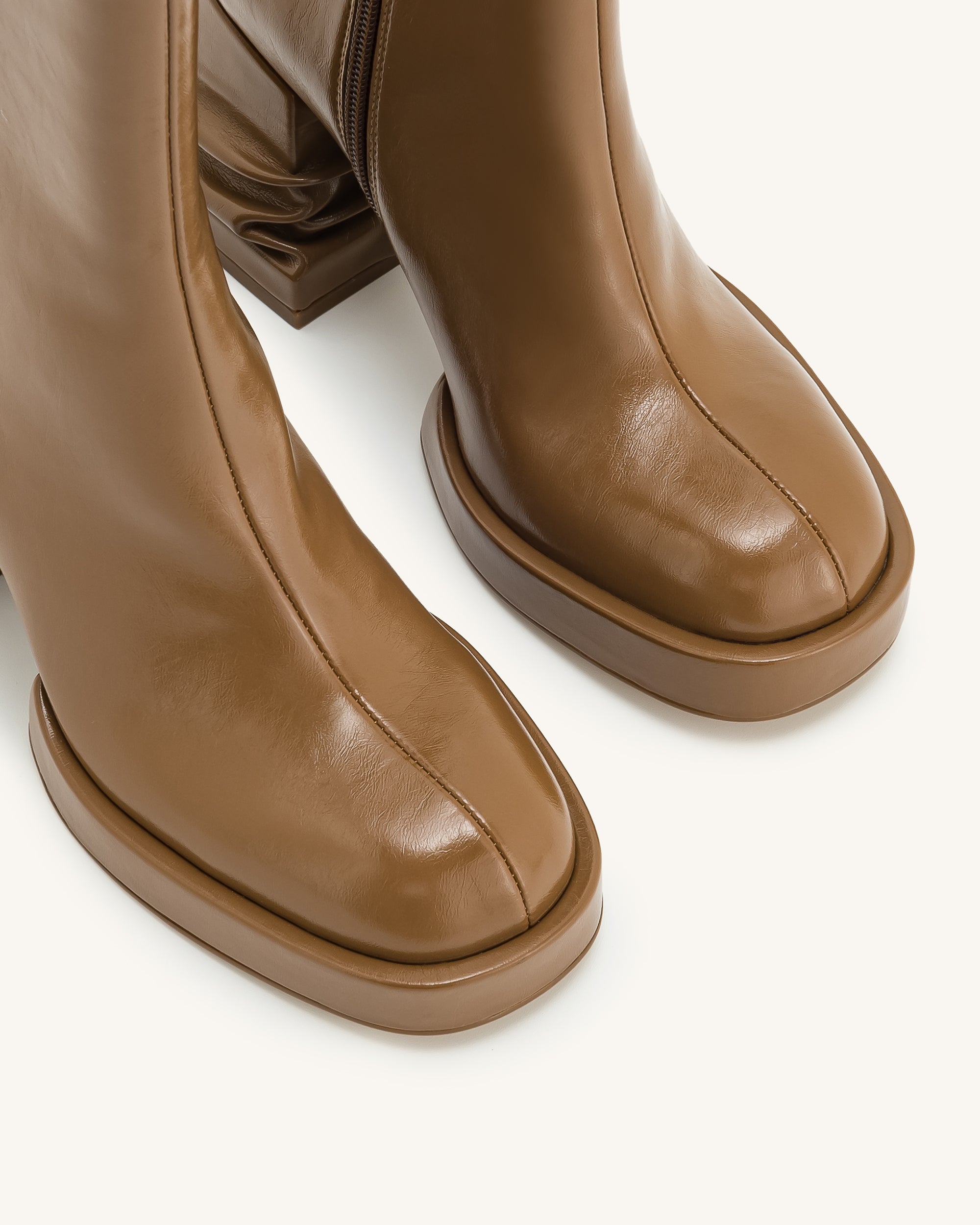 Saylor Round Toe Platform Ankle Boots - Brown - Image 5