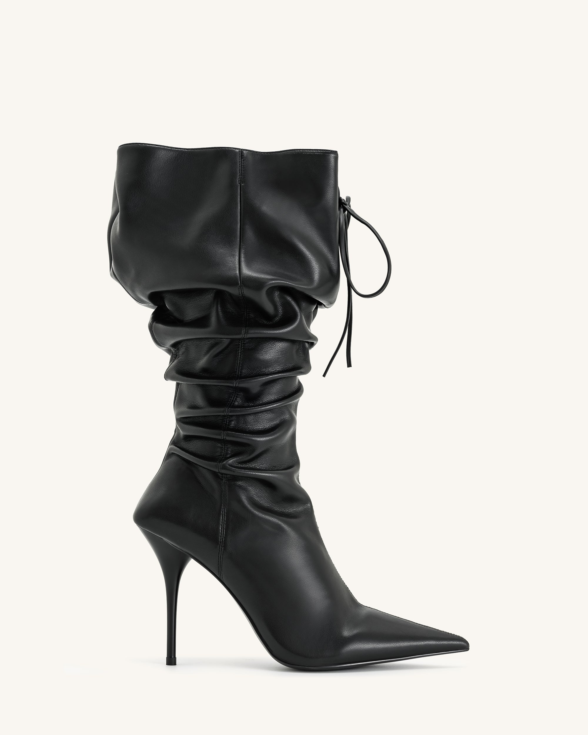 Olivia Leather High Heel Boots - Black - Image 2
