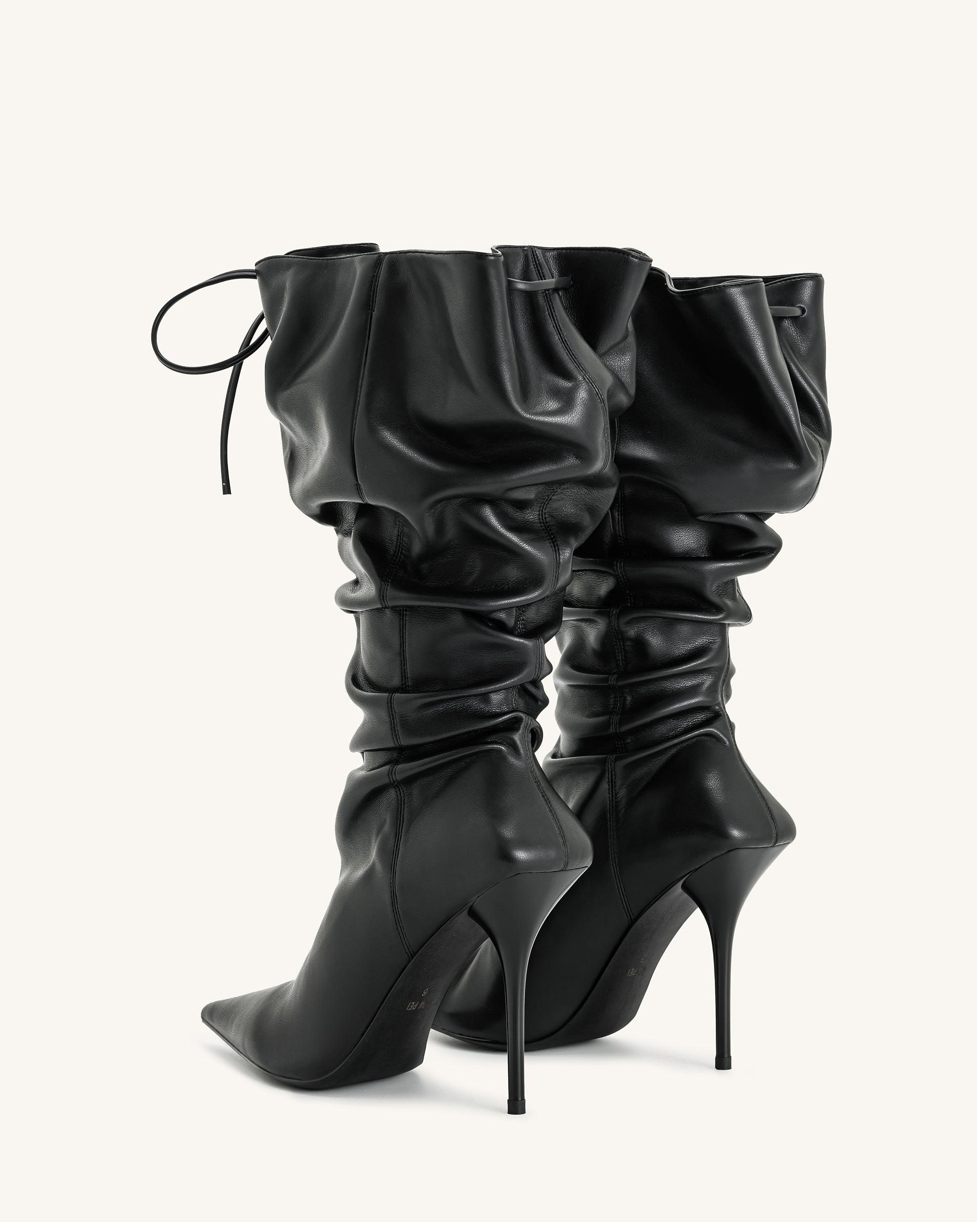 Olivia Leather High Heel Boots - Black - Image 3
