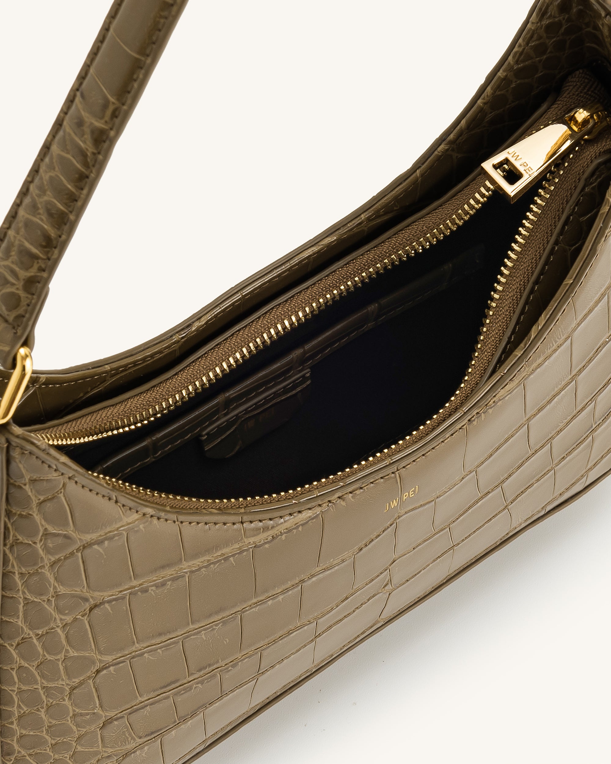 Ruby Shoulder Bag - Dark Olive Croc - Image 4